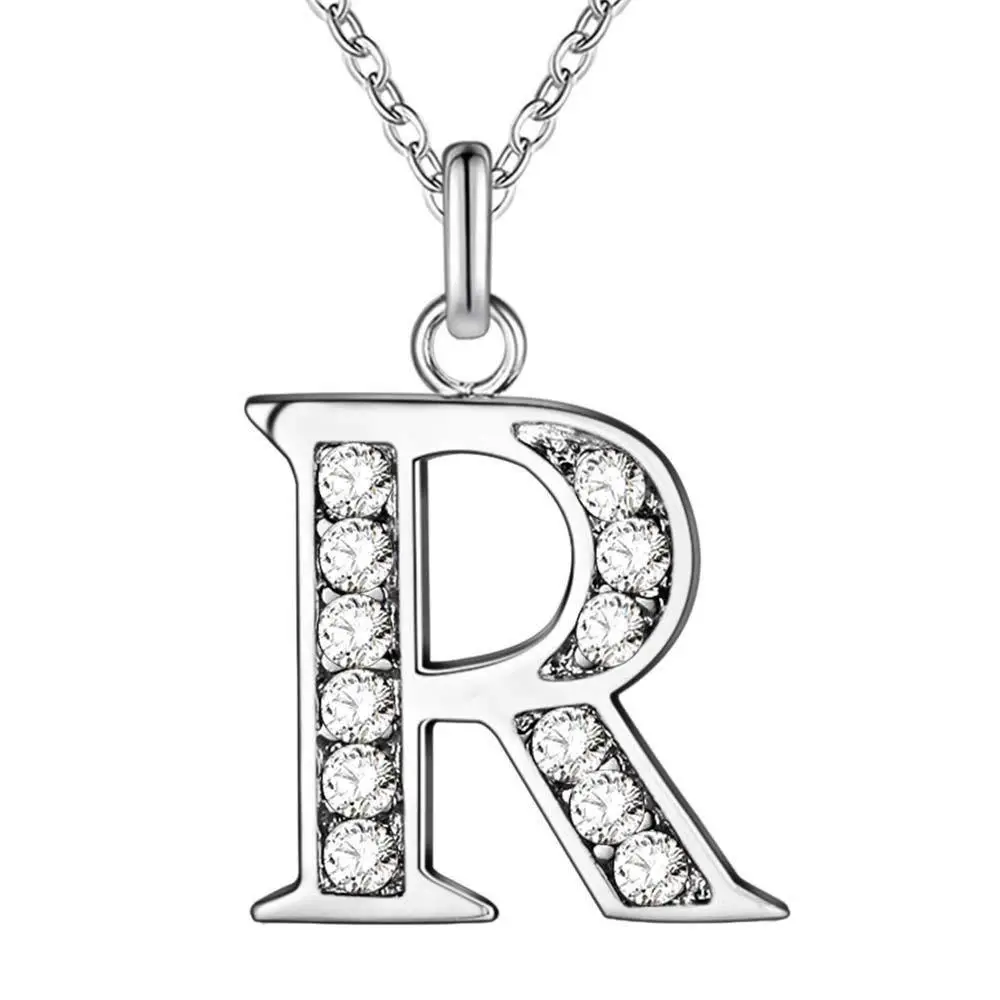 Diamond Letter B Necklace for Women Silver Fashion Jewelry