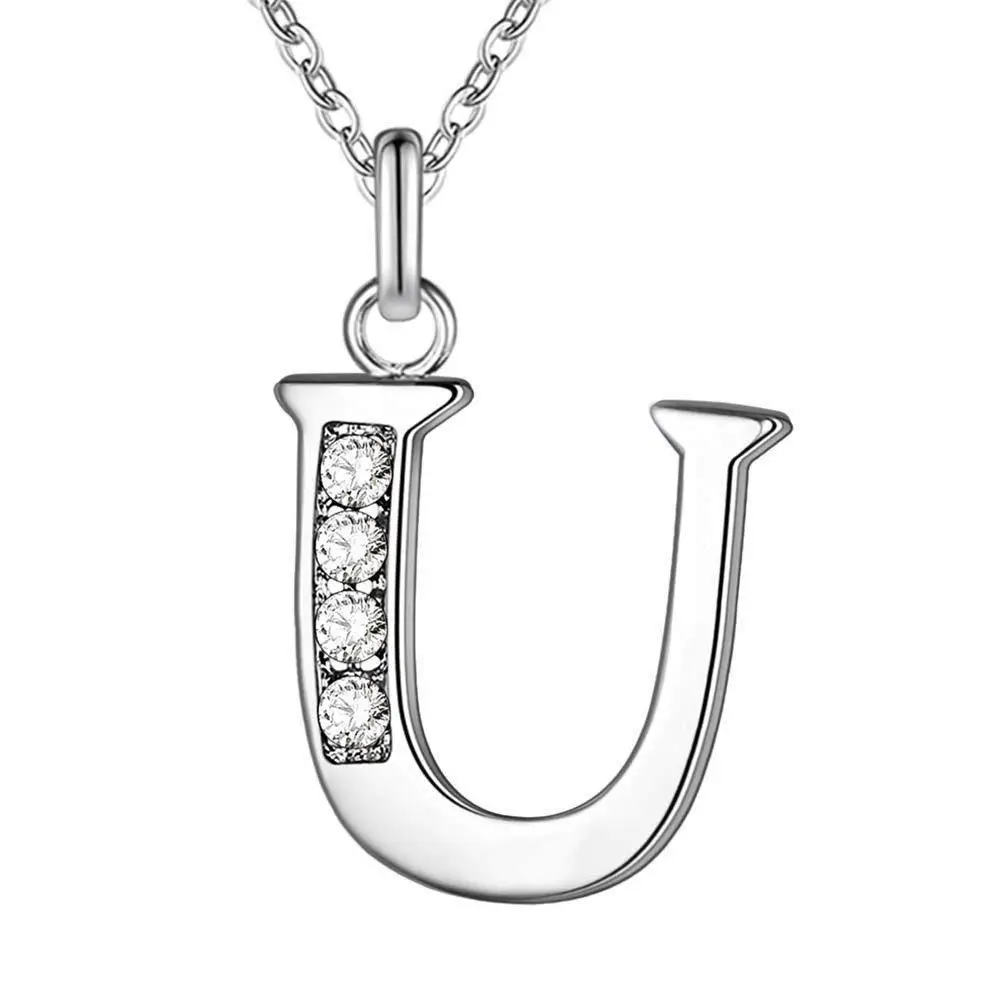 Diamond Letter B Necklace for Women Silver Fashion Jewelry