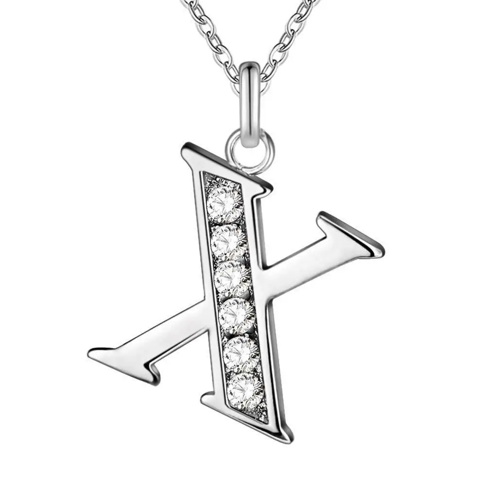 Diamond Letter B Necklace for Women Silver Fashion Jewelry