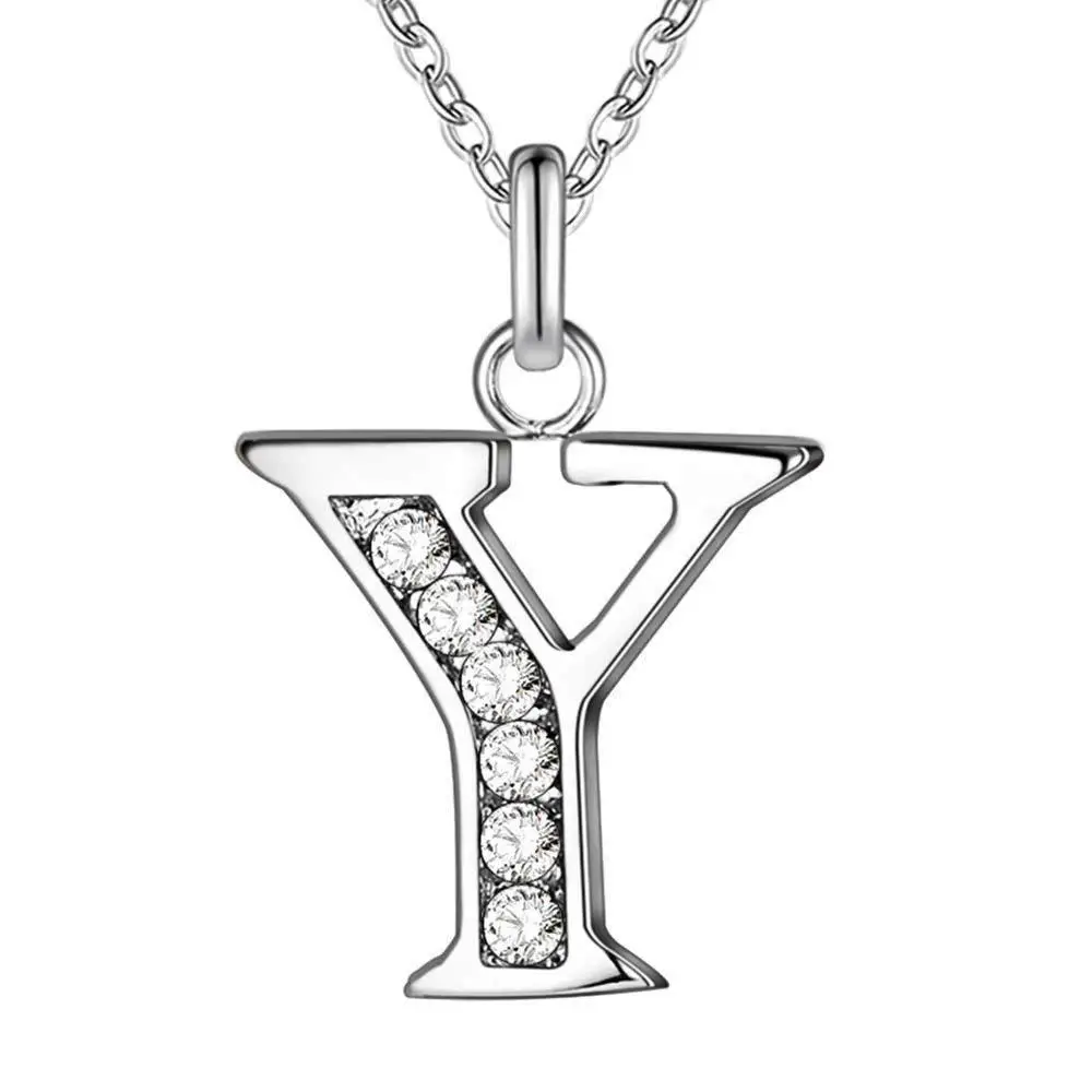 Diamond Letter B Necklace for Women Silver Fashion Jewelry