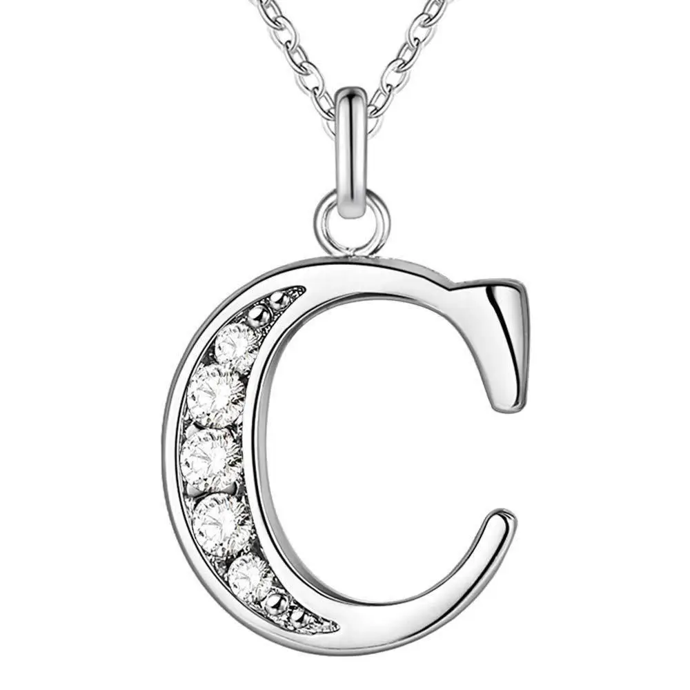 Diamond Letter B Necklace for Women Silver Fashion Jewelry