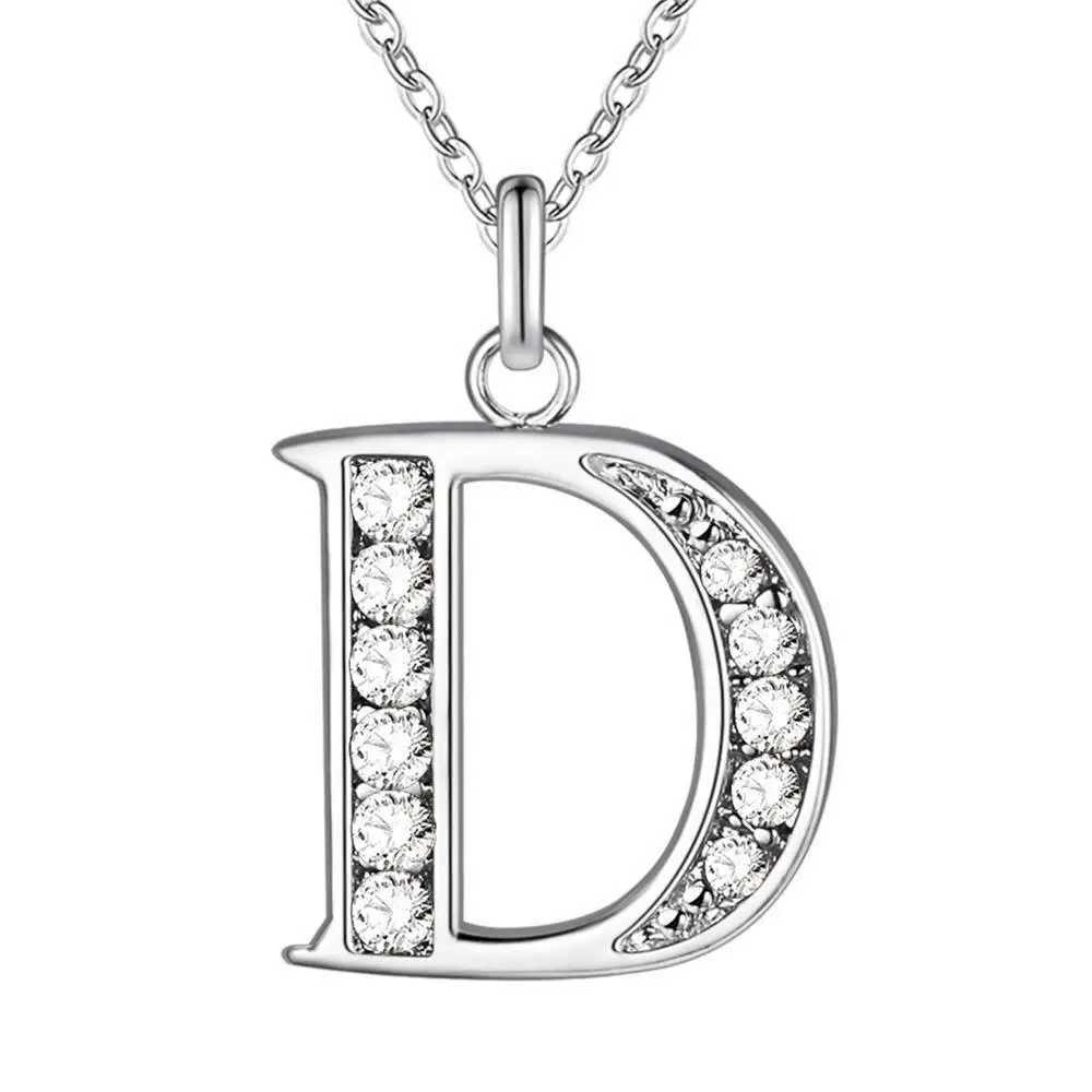 Diamond Letter B Necklace for Women Silver Fashion Jewelry