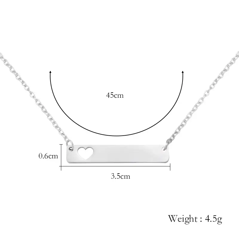 Stainless Steel Heart Pendant Necklace 18Inch Multi Color