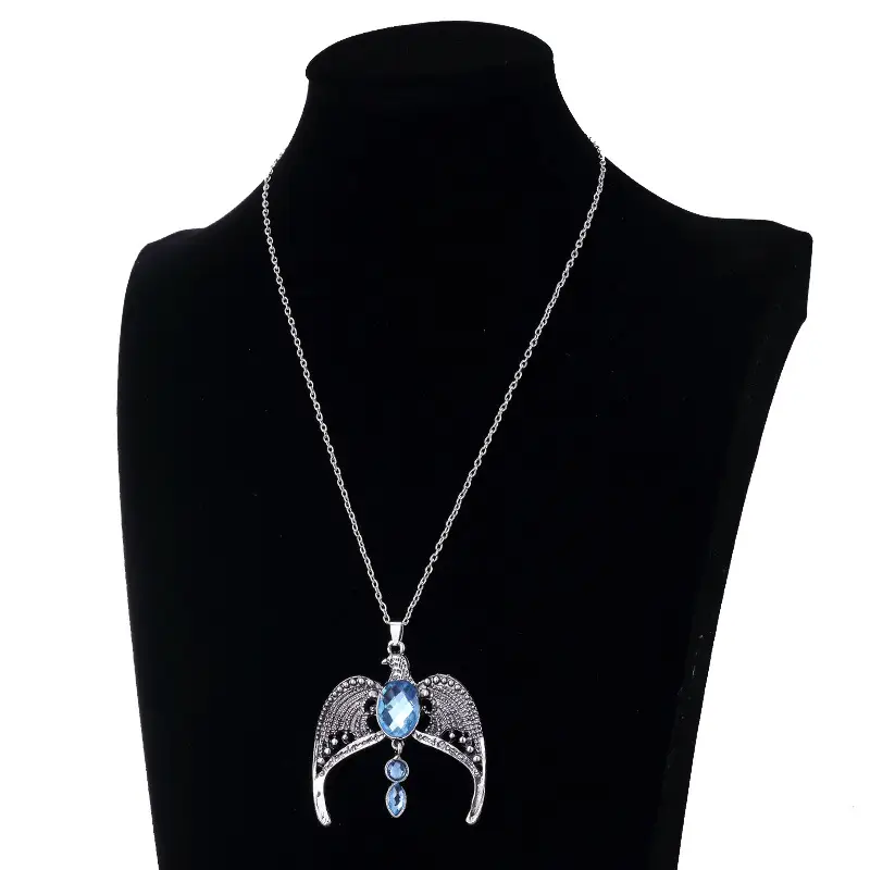 Vintage Harry Potter Ravenclaw Eagle Necklace with Blue Gemstone