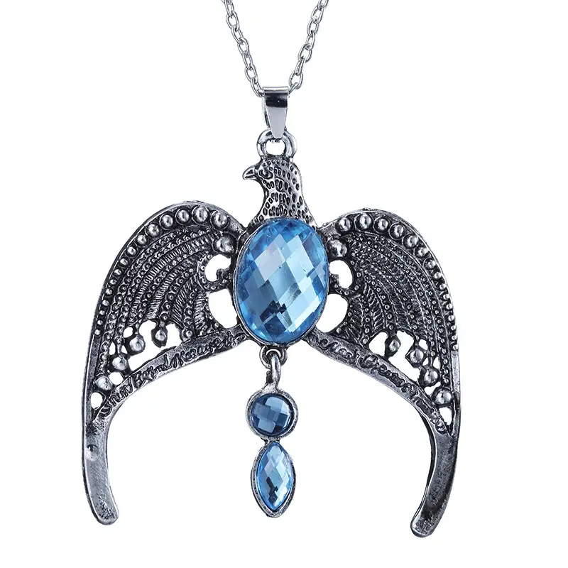 Vintage Harry Potter Ravenclaw Eagle Necklace with Blue Gemstone