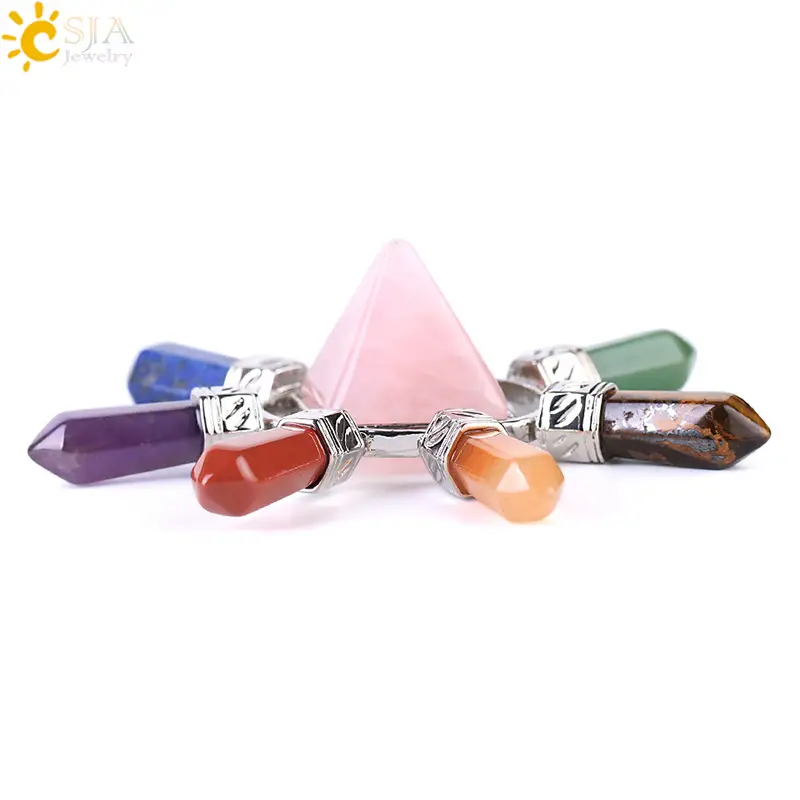Men Crystal Pyramid Pendant Jewelry Set