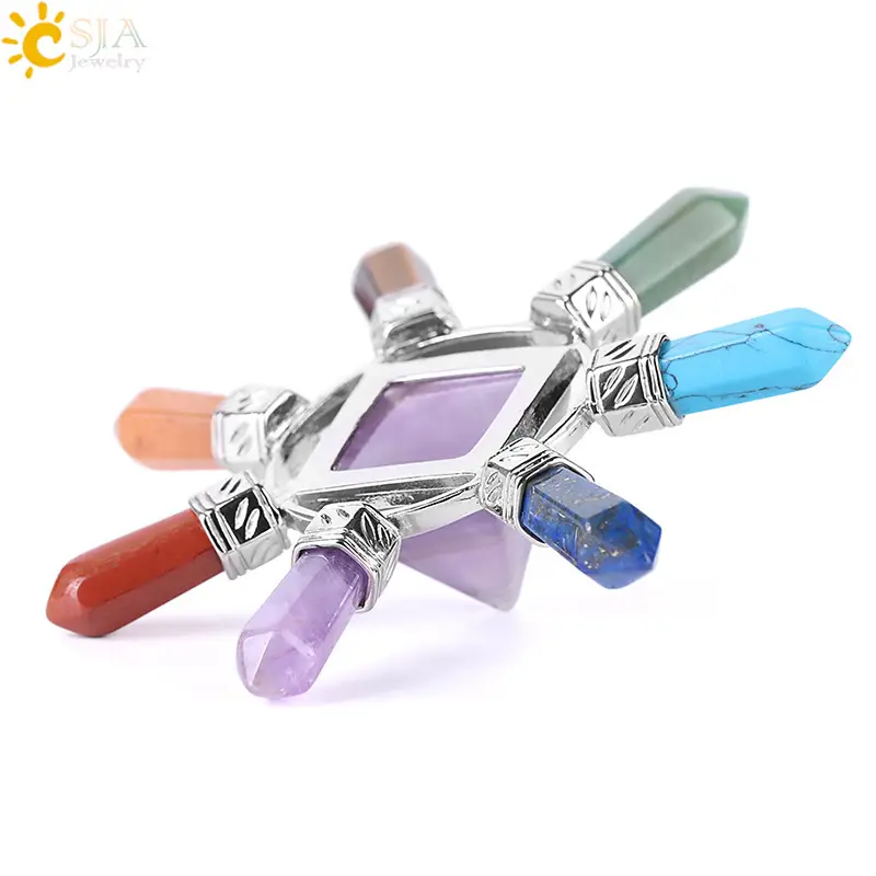 Men Crystal Pyramid Pendant Jewelry Set