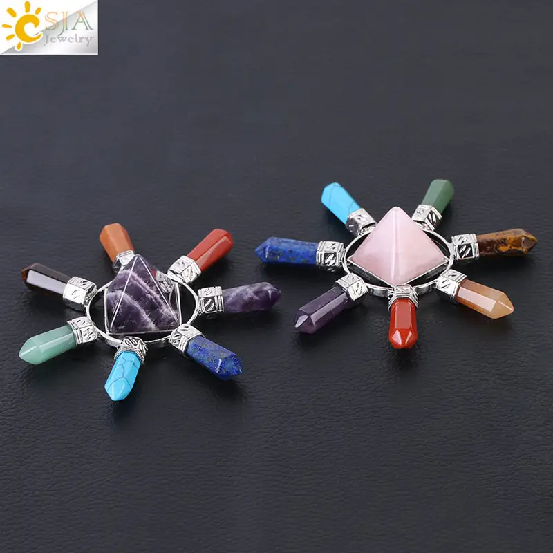 Men Crystal Pyramid Pendant Jewelry Set