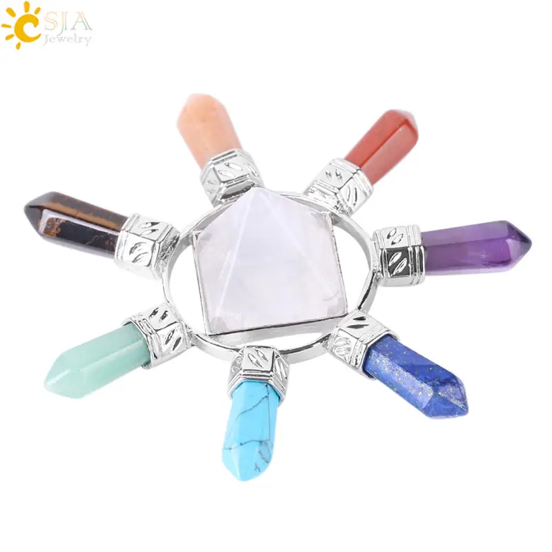 Men Crystal Pyramid Pendant Jewelry Set