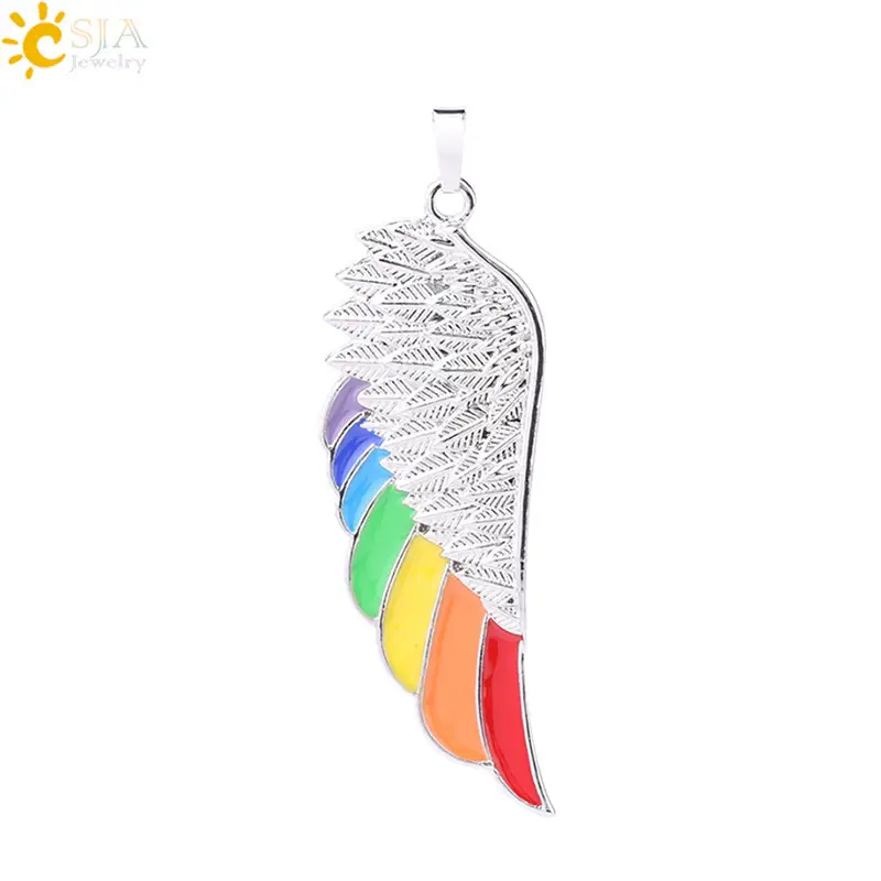 Rainbow Wing Pendant Necklace for Women