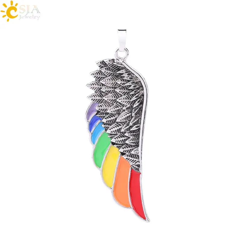 Rainbow Wing Pendant Necklace for Women