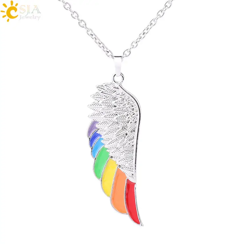 Rainbow Wing Pendant Necklace for Women