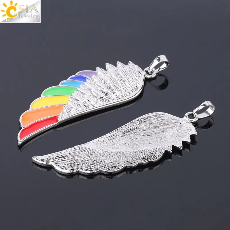 Rainbow Wing Pendant Necklace for Women