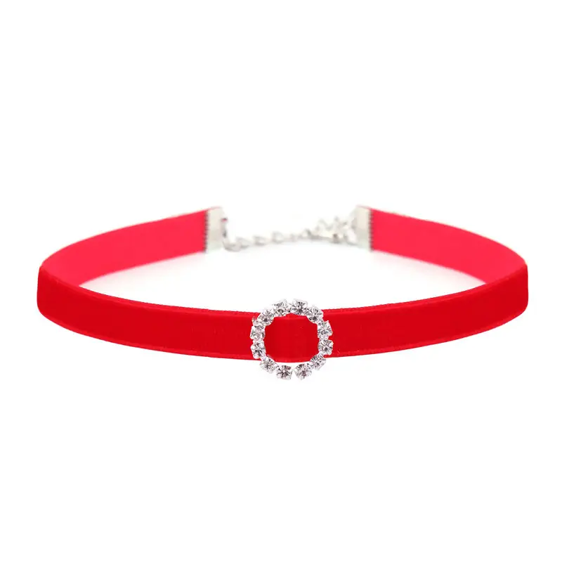 Black Velvet Rhinestone Choker Necklace for Women