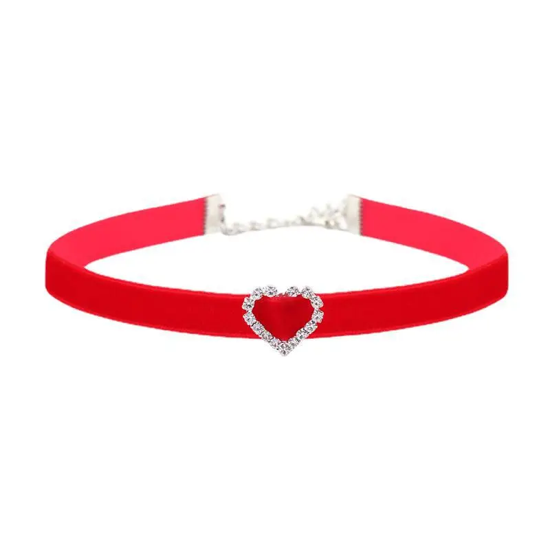 Black Velvet Rhinestone Choker Necklace for Women