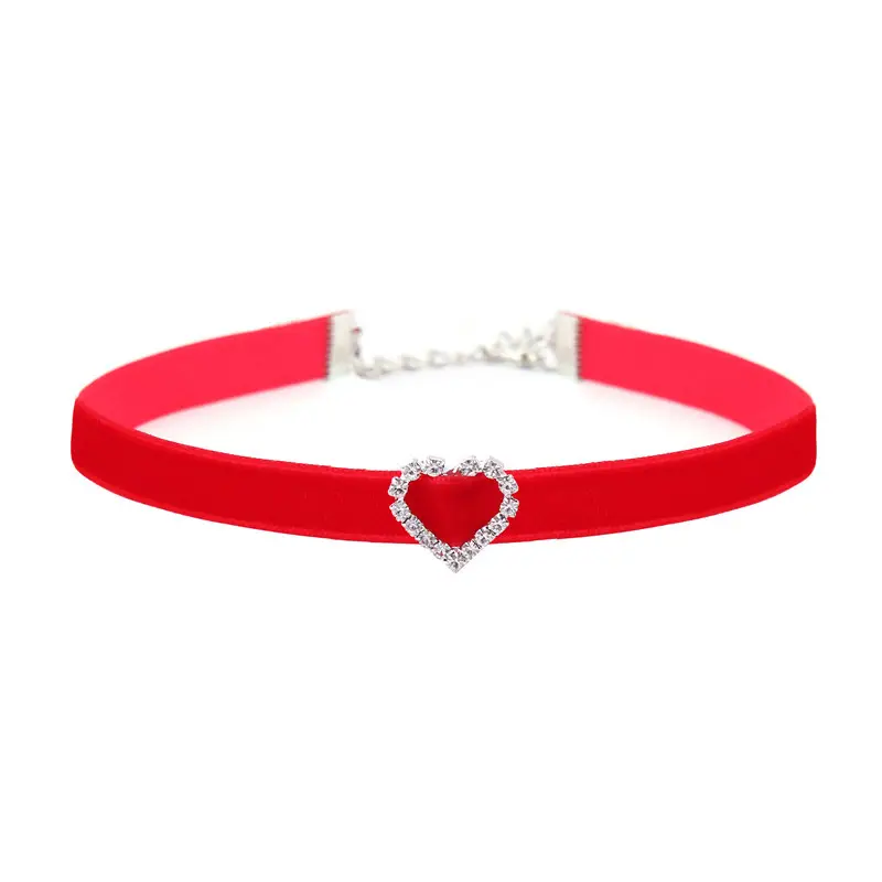 Black Velvet Rhinestone Choker Necklace for Women