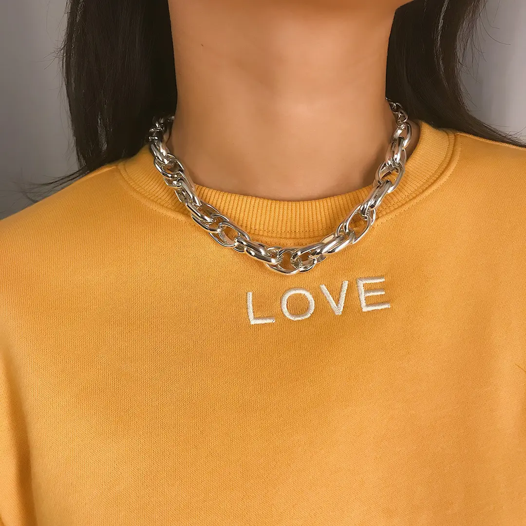 Women Thick Chain Necklace Gold Color Hip Hop Punk Style
