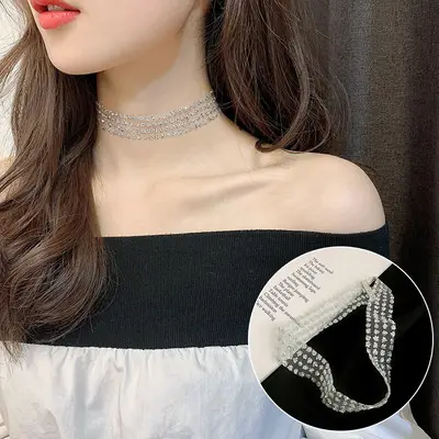 Pearl Choker Necklace for Women Korean Style Silver White Bead