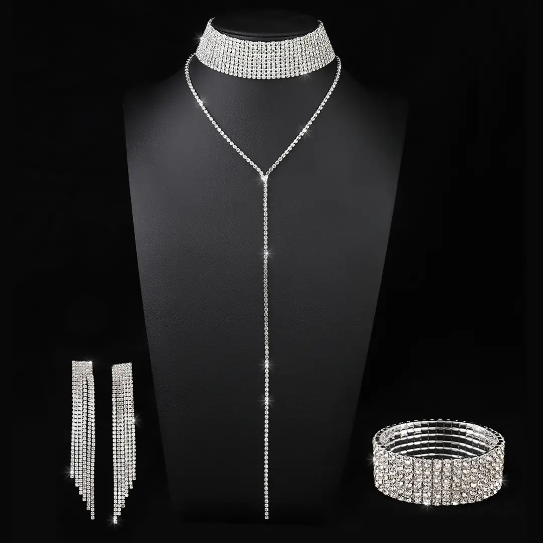 Retro Multi-Layer Diamond Choker Necklace Gold