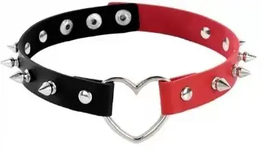 Women Spiked Heart Leather Choker Necklace Multi Color