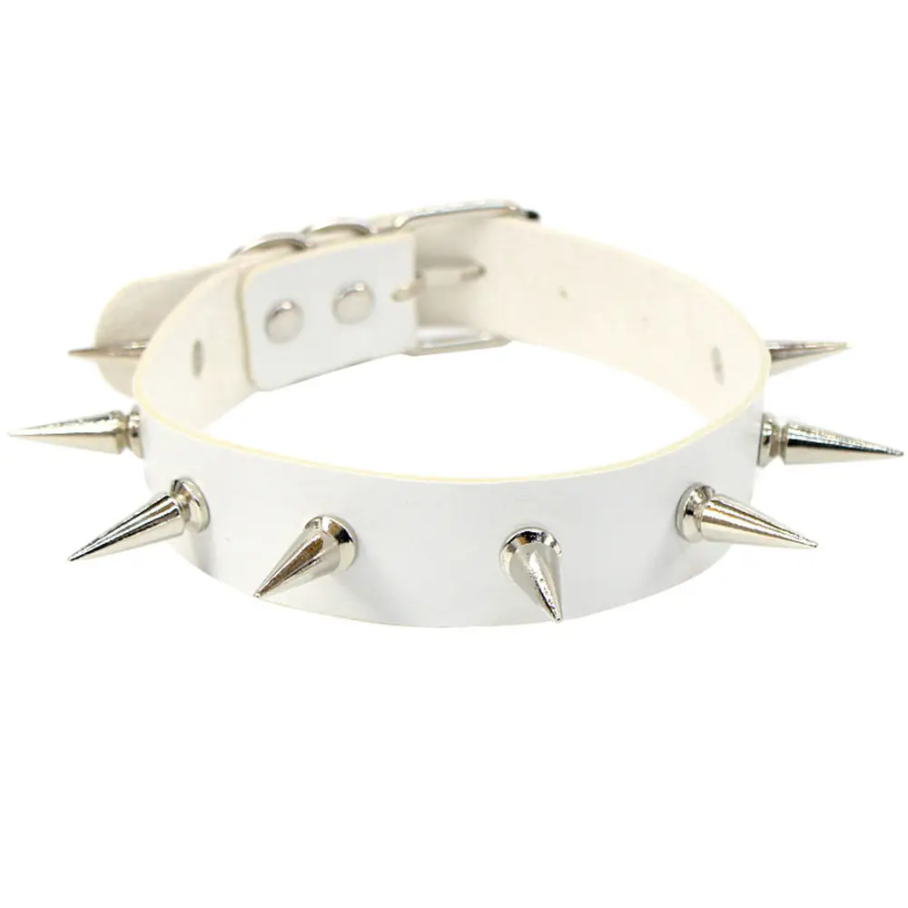 Studded Leather Choker Necklace for Women, Multi Color, PU Material