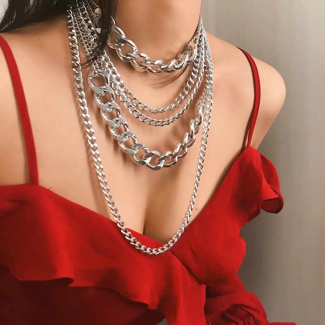 Golden Multi-Layered Chain Necklace for Women
