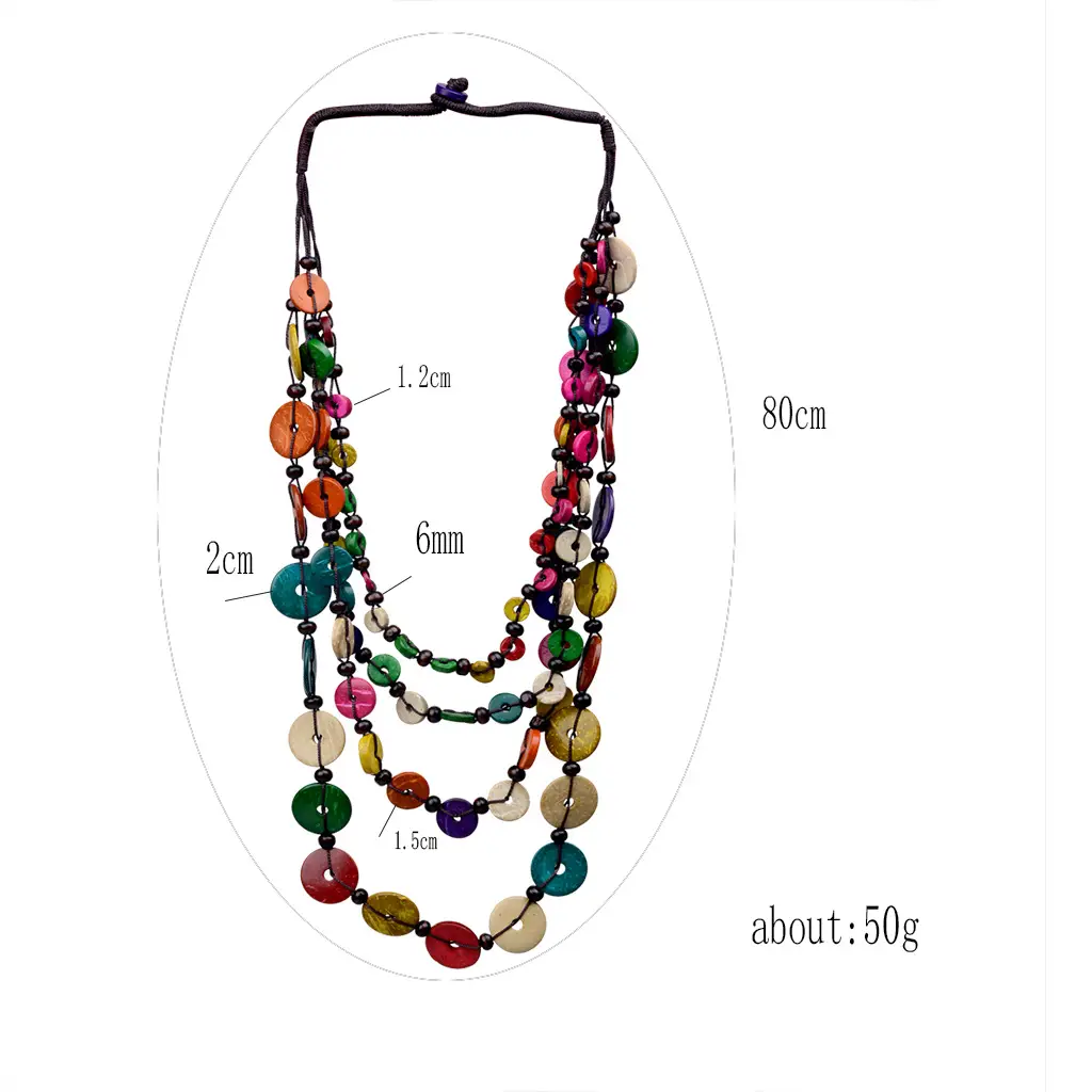 Ethnic Multi-Layer Beaded Coconut Shell Necklaces for Women