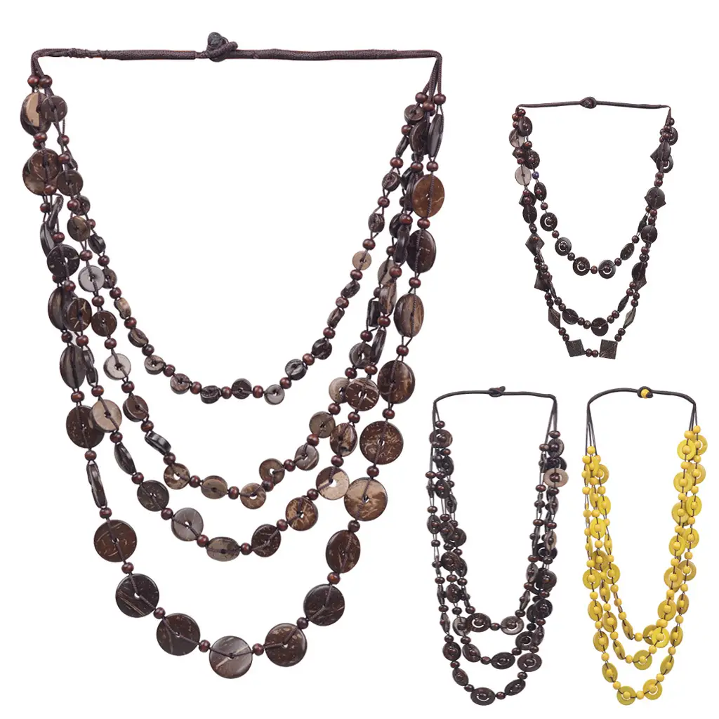 Ethnic Multi-Layer Beaded Coconut Shell Necklaces for Women