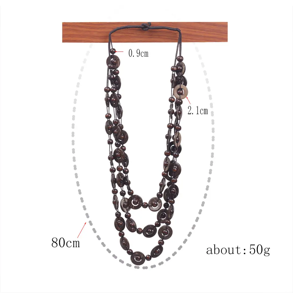 Ethnic Multi-Layer Beaded Coconut Shell Necklaces for Women