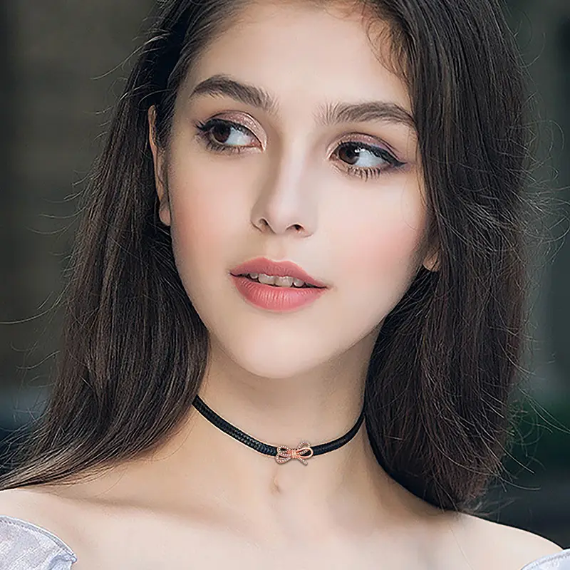 Black Bow Choker Necklace for Women