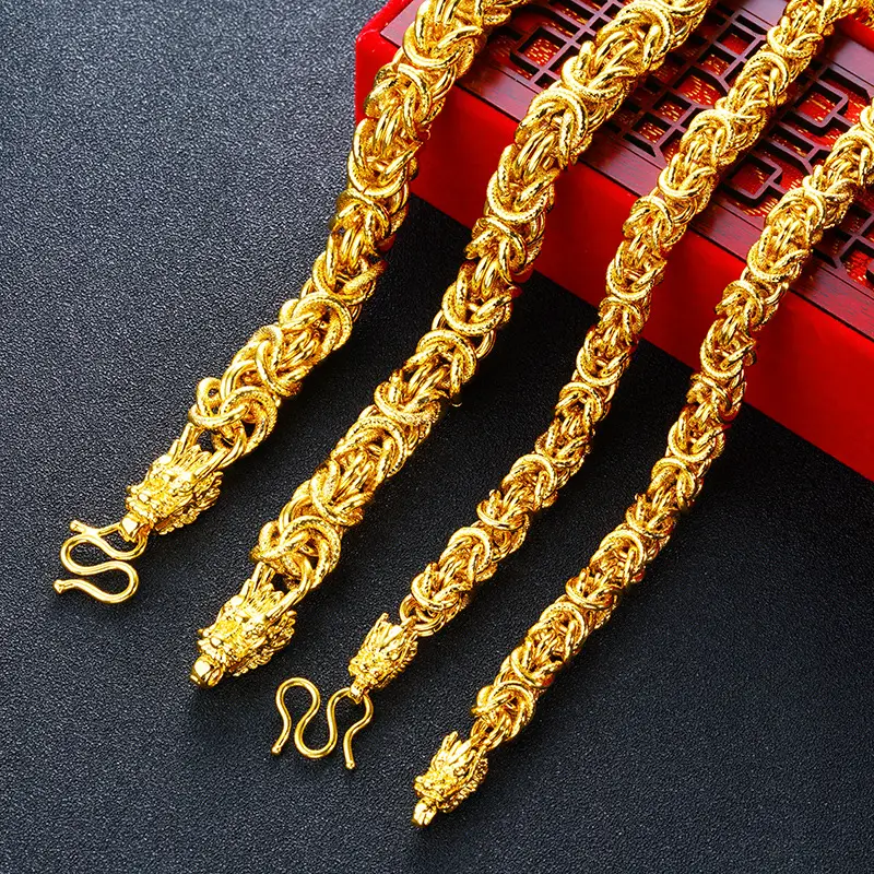 Men Dragon Head Gold Plated Necklace