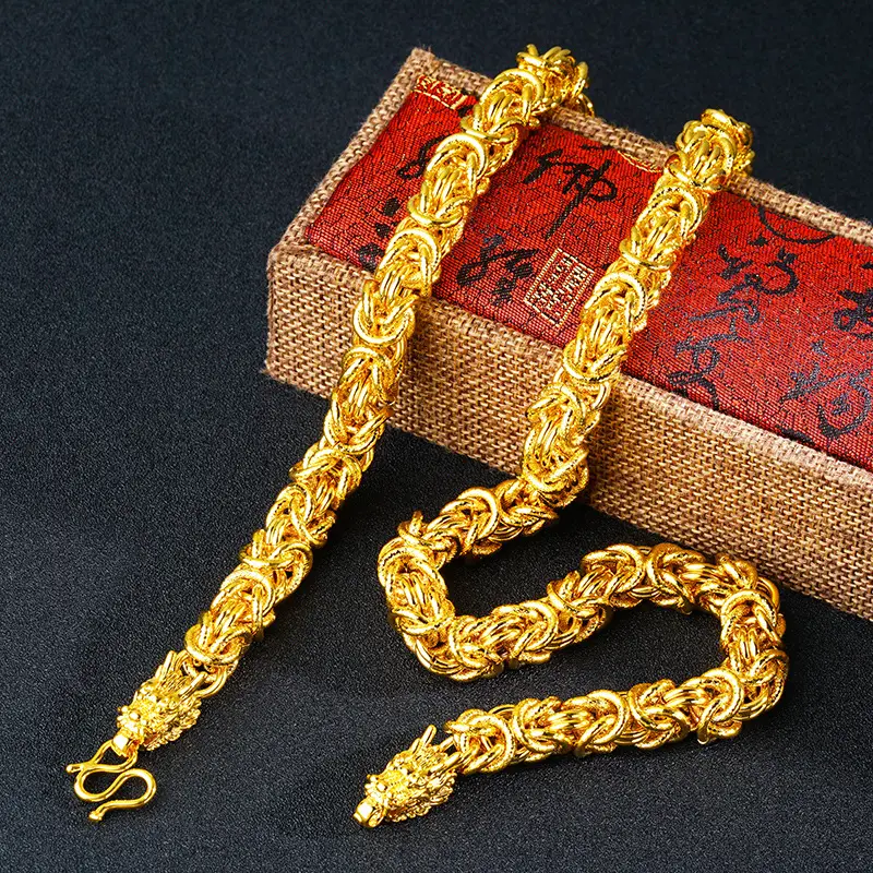 Men Dragon Head Gold Plated Necklace