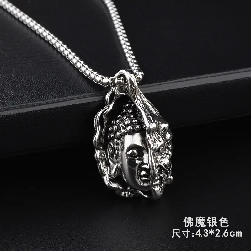 Buddha Magic Pendant Necklace Silver Gold Tone Titanium Steel