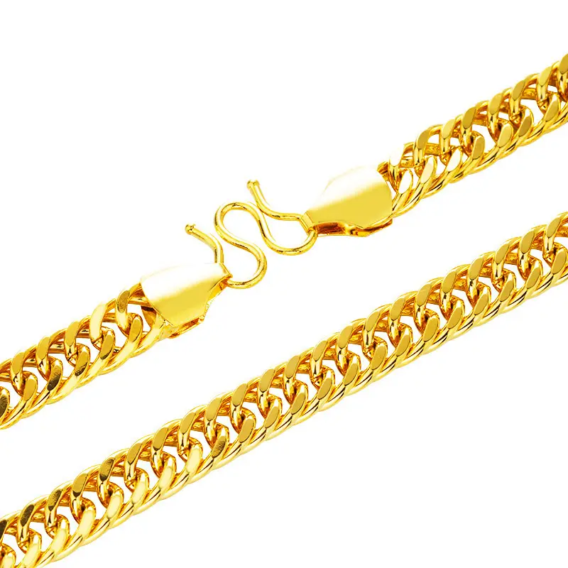 Men Gold Boss Chain Necklace Double Buckle