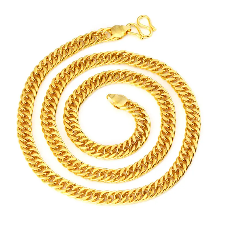 Men Gold Boss Chain Necklace Double Buckle