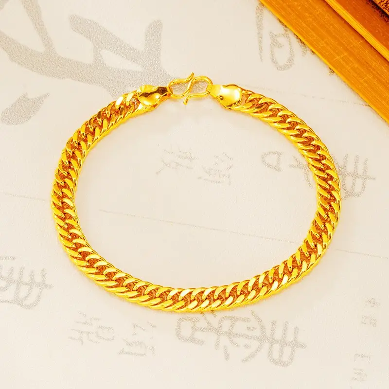 Men Gold Boss Chain Necklace Double Buckle