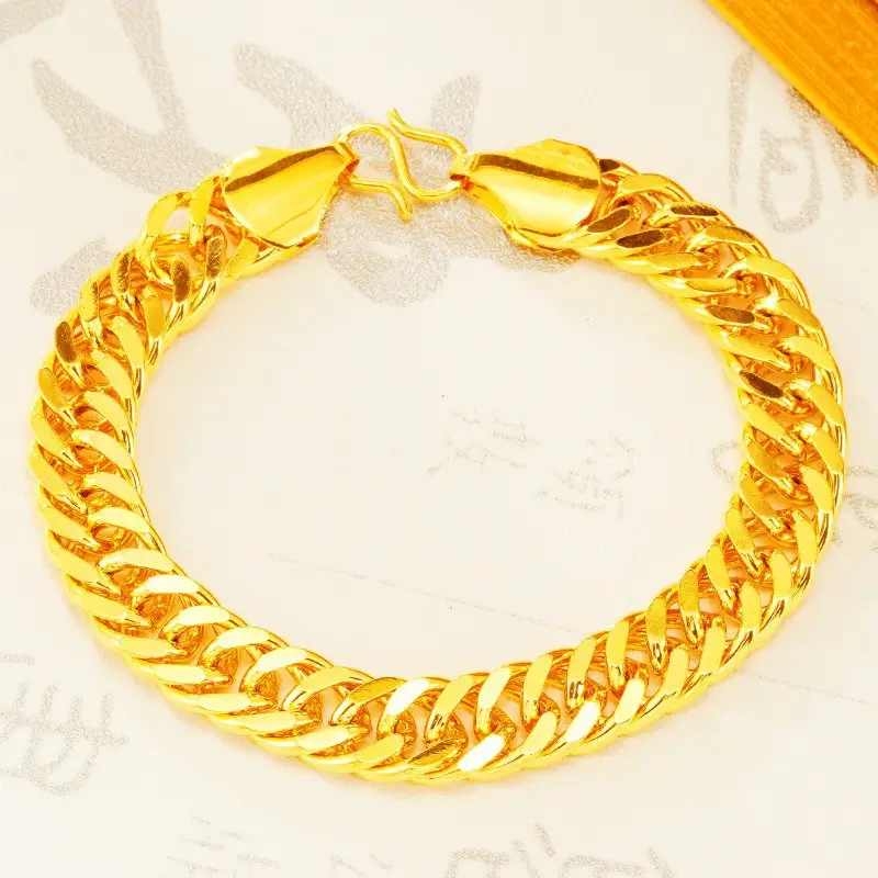 Men Gold Boss Chain Necklace Double Buckle Glossy