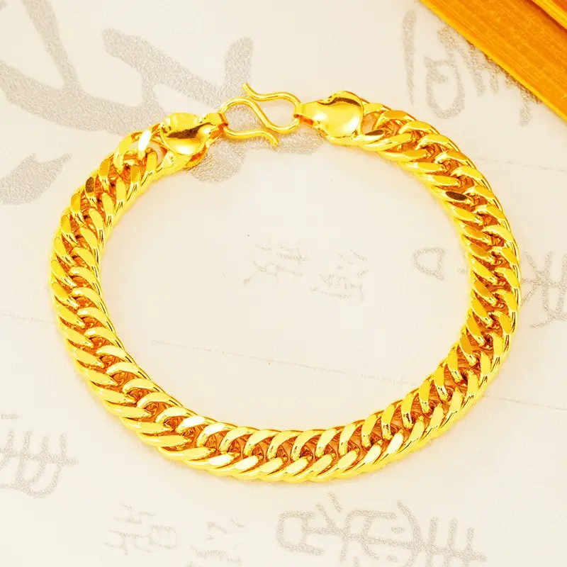 Men Gold Boss Chain Necklace Double Buckle Glossy