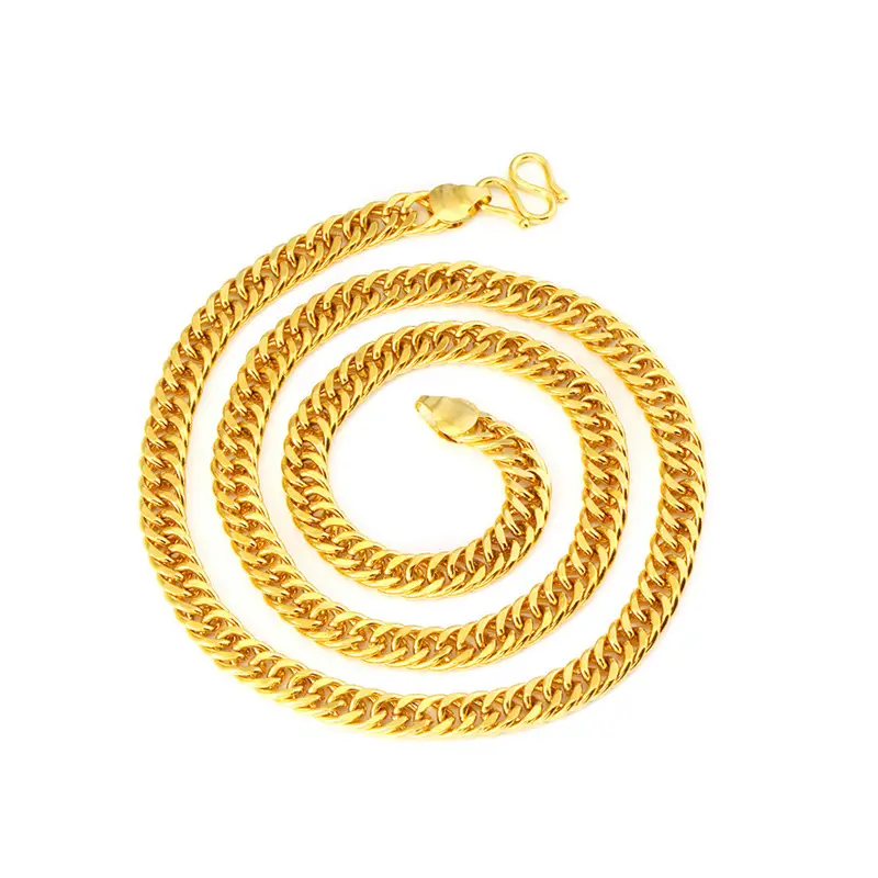 Men Gold Boss Chain Necklace Double Buckle Glossy