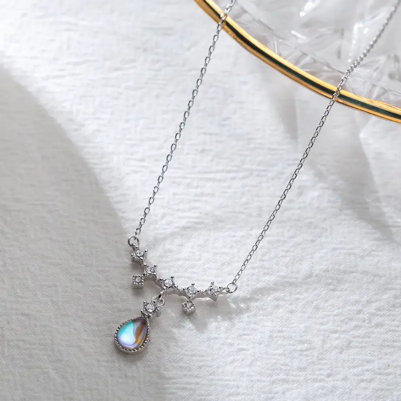 Sterling Silver Moonstone Necklace for Women
