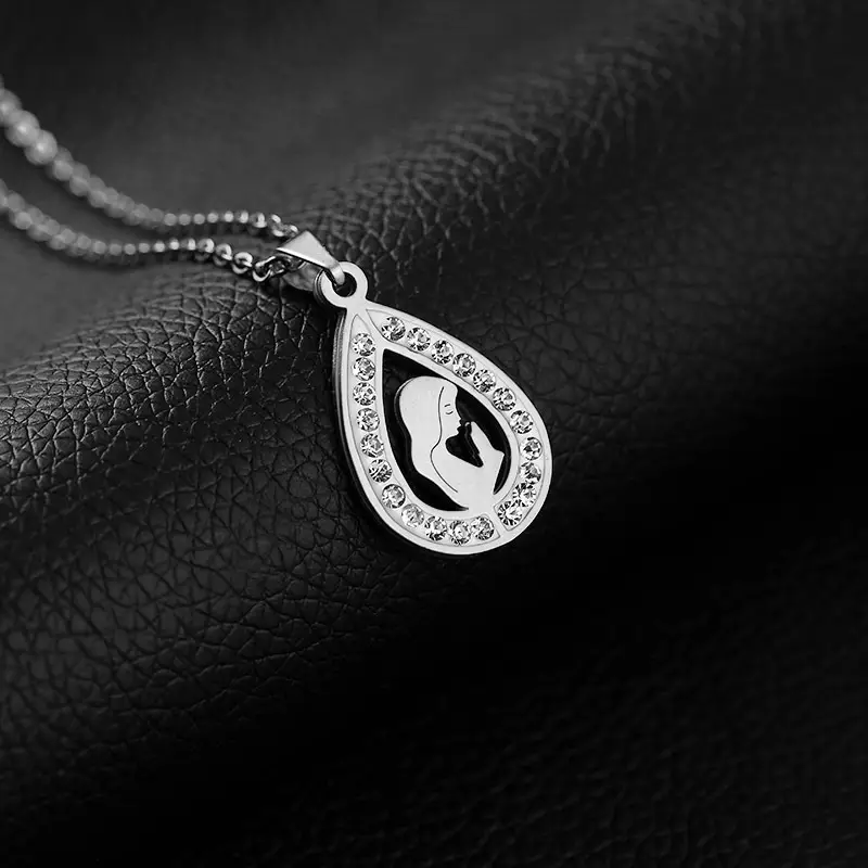 Women Virgin Mary Pendant Necklace Gold Stainless Steel