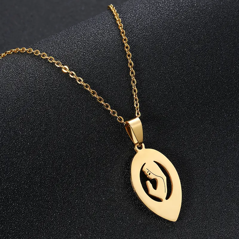 Women Virgin Mary Pendant Necklace Gold Stainless Steel
