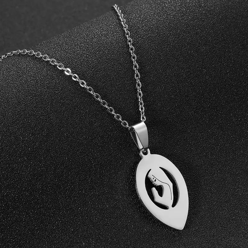 Virgin Mary Pendant Necklace Gold Stainless Steel Women Jewelry