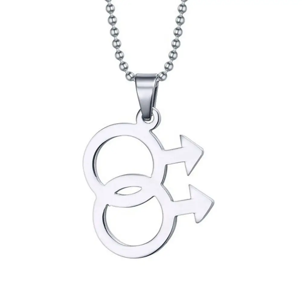 Stainless Steel Gender Symbol Necklaces Silver Couple Jewelry