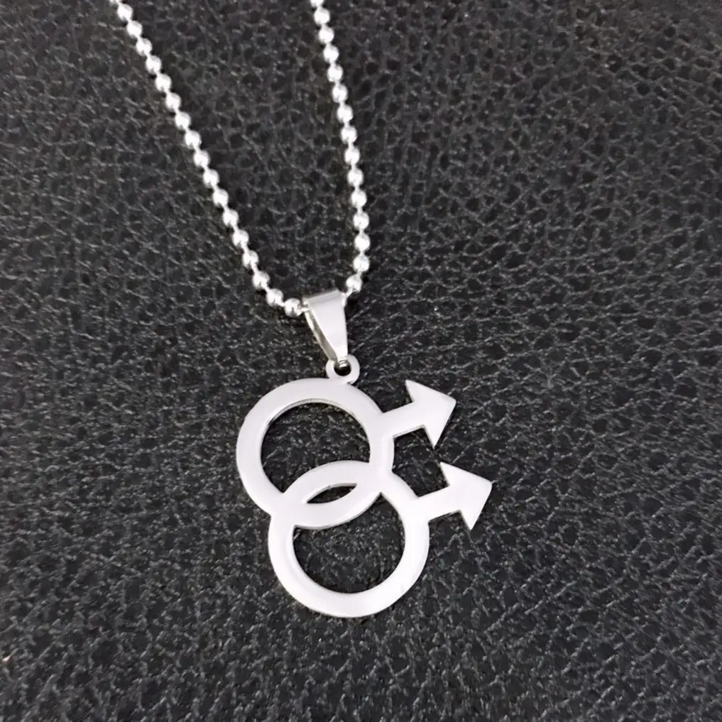 Stainless Steel Gender Symbol Necklaces Silver Couple Jewelry