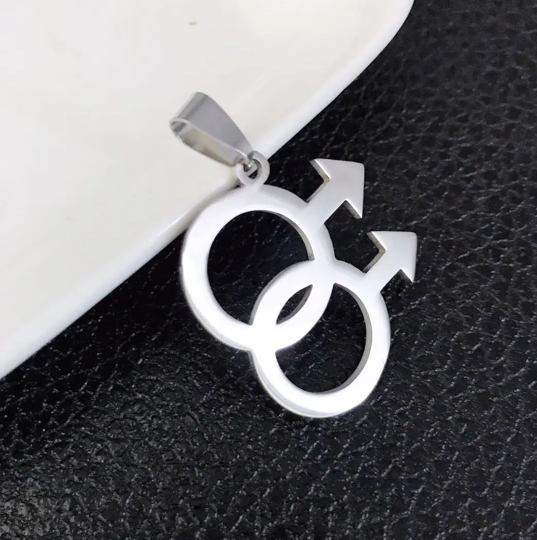 Stainless Steel Gender Symbol Necklaces Silver Couple Jewelry