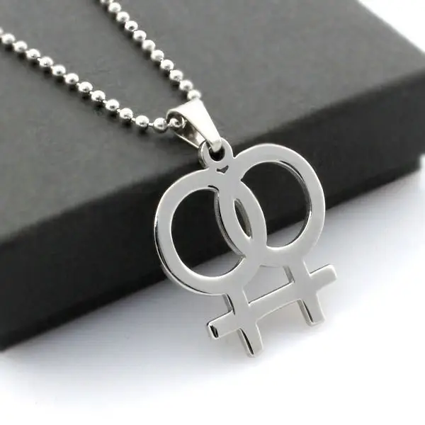 Stainless Steel Gender Symbol Necklaces Silver Couple Jewelry