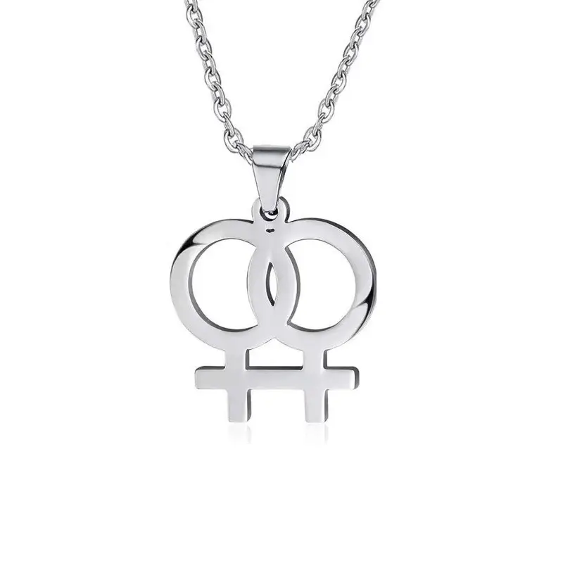 Stainless Steel Gender Symbol Necklaces Silver Couple Jewelry