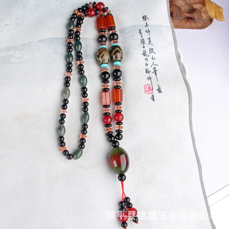Traditional Nine Eyes Agate Bead Necklace for Women