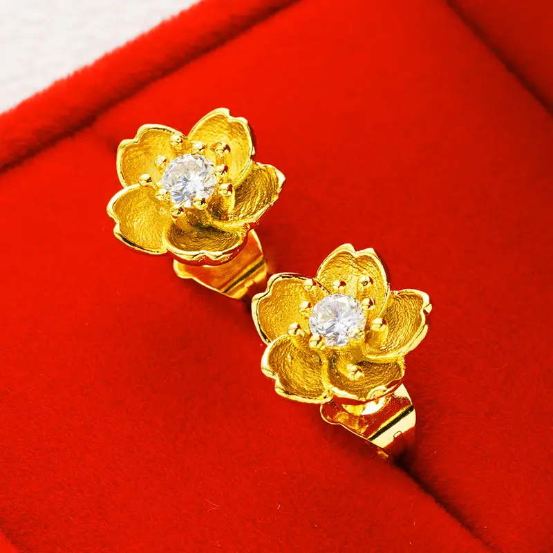 Women Gold-Plated Daisy Jewelry Set Necklace Ring Earrings